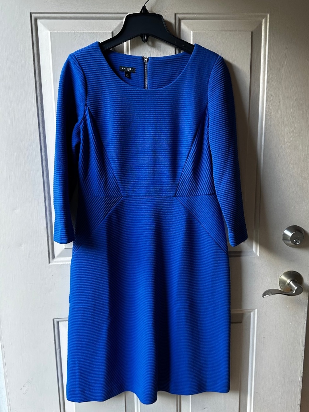 Talbots Size 4P Royal Blue Ribbed 3/4 Sleeve Dress.